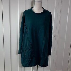 Fenini Teal Long Sleeve Tunic with Pocket Large